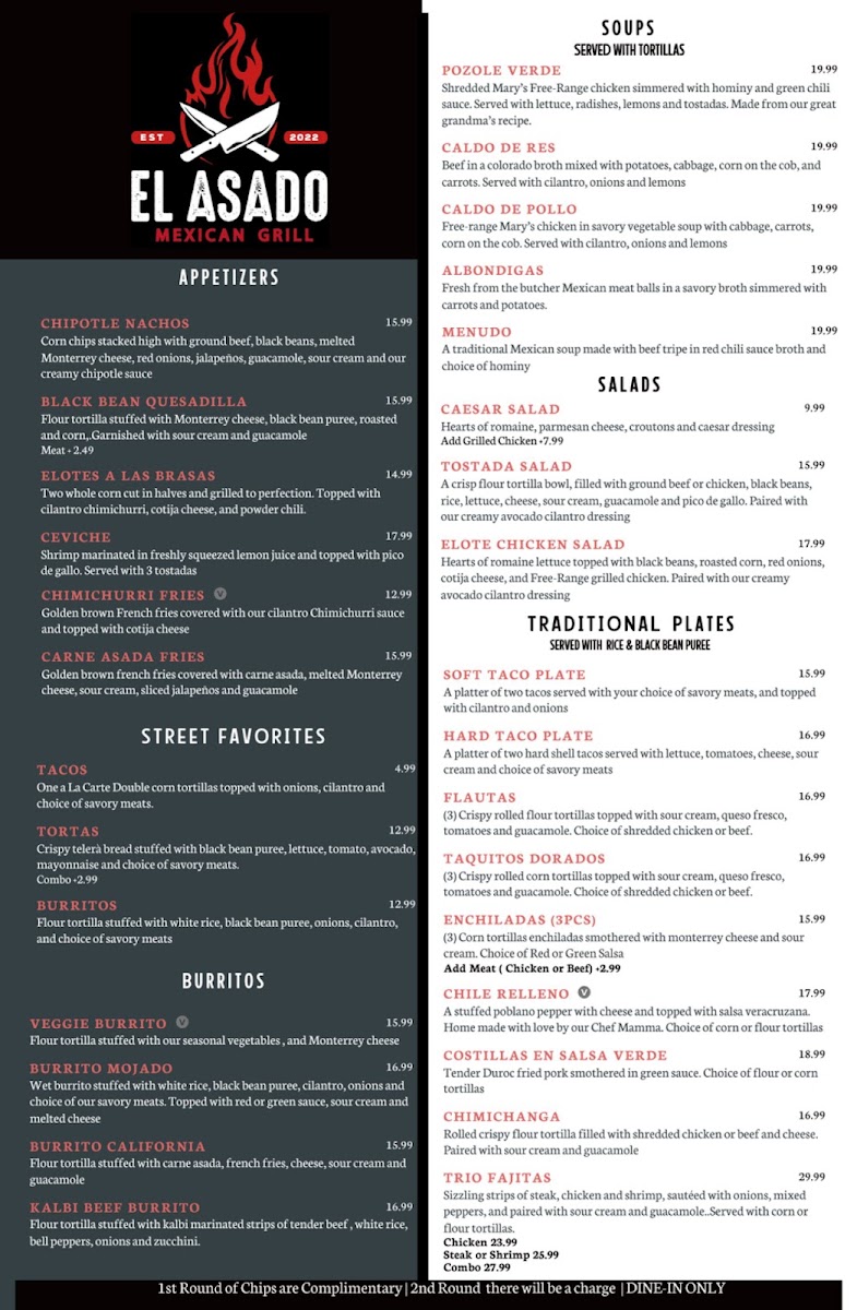 Menu El Asado Mexican Grill & Meat Market-1